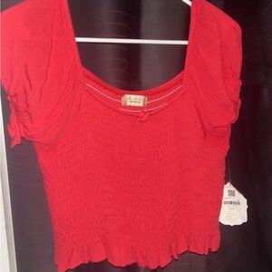 Altar'd State Red Smocked Crop Top